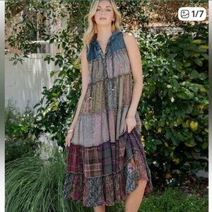 Young Threads Patchwork Midi Dress with Hood